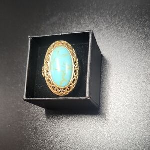 Elegant Gold and Turquoise Ring size 10